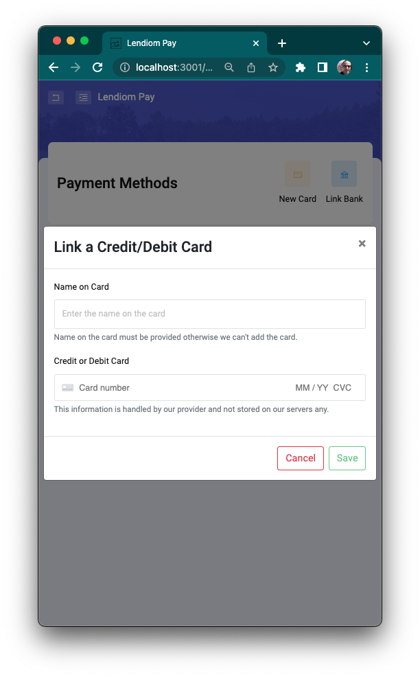 Link Card Modal Screenshot