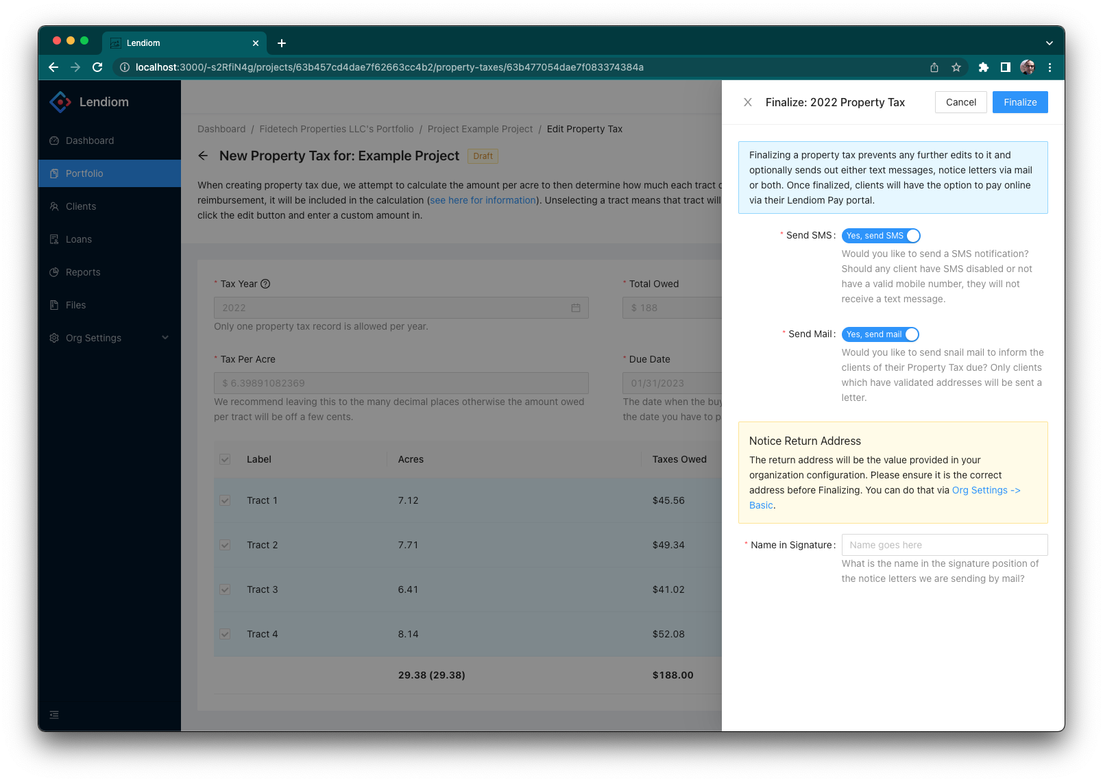 Finalize Property Tax Screenshot