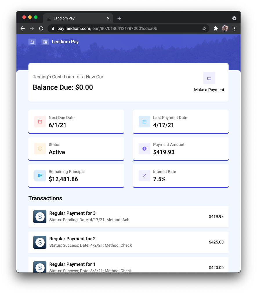 Lendiom Pay Loan Details Screenshot