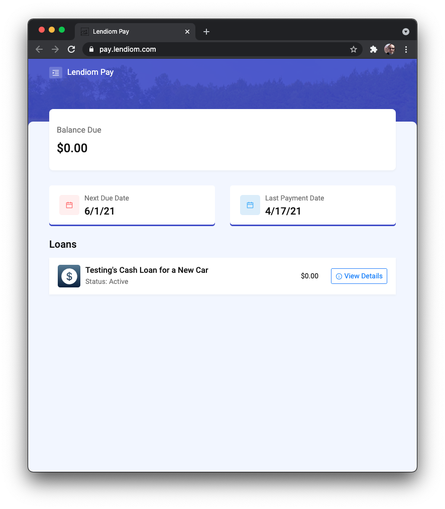 Lendiom Pay Overview Screenshot