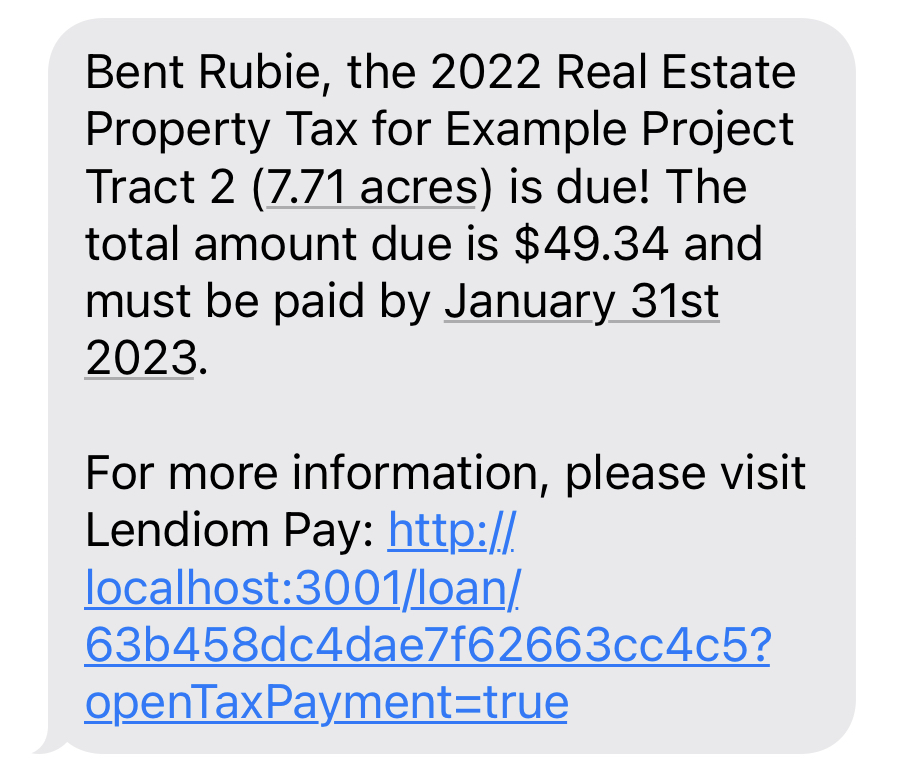 Notice Text Message Screenshot