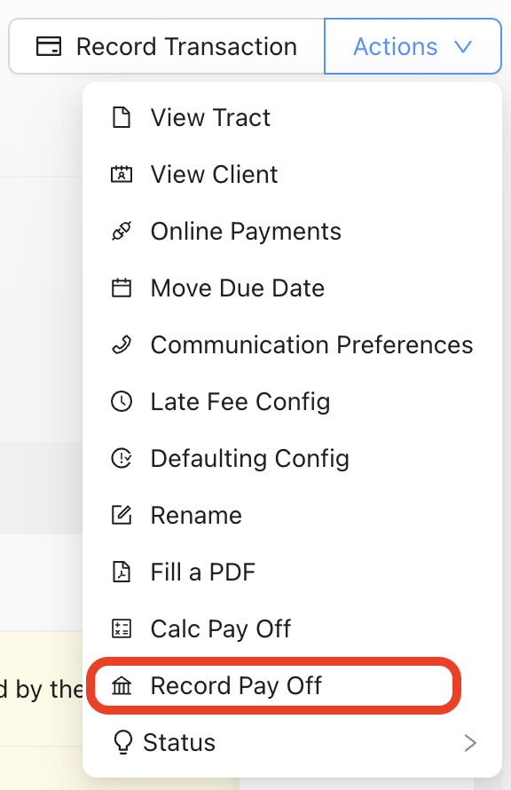 Record Pay Off Button Screenshot